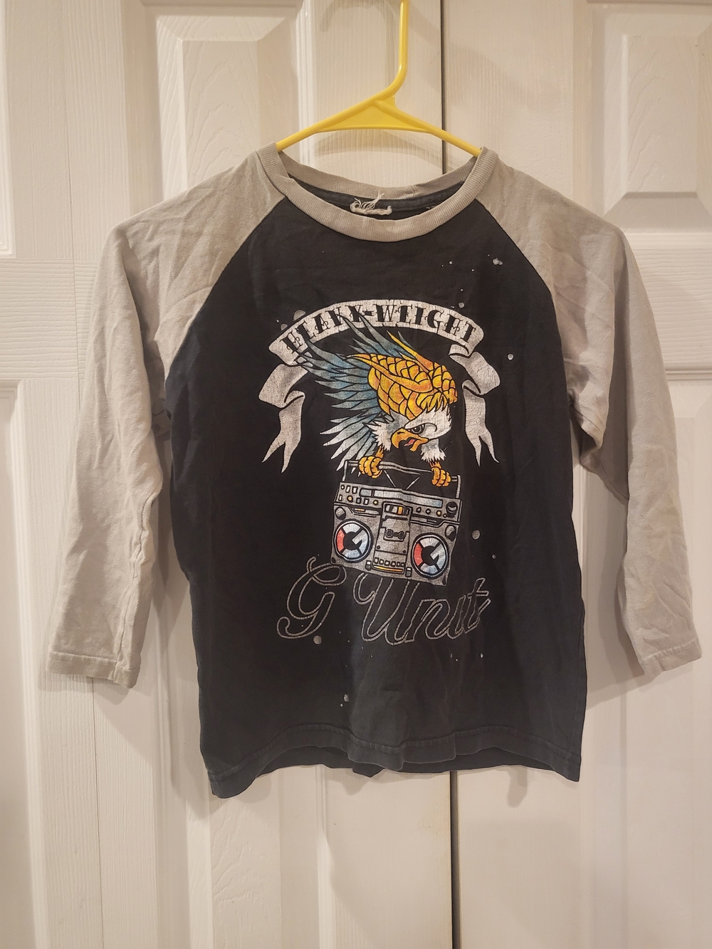 Vintage Y2K G-Unit Heavy-Weight Eagle Boombox Long Sleeve Raglan Tee - Kids S